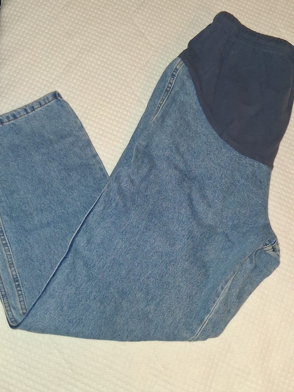 Motherhood Blue Denim Maternity Jeans with Dark Navy Panel